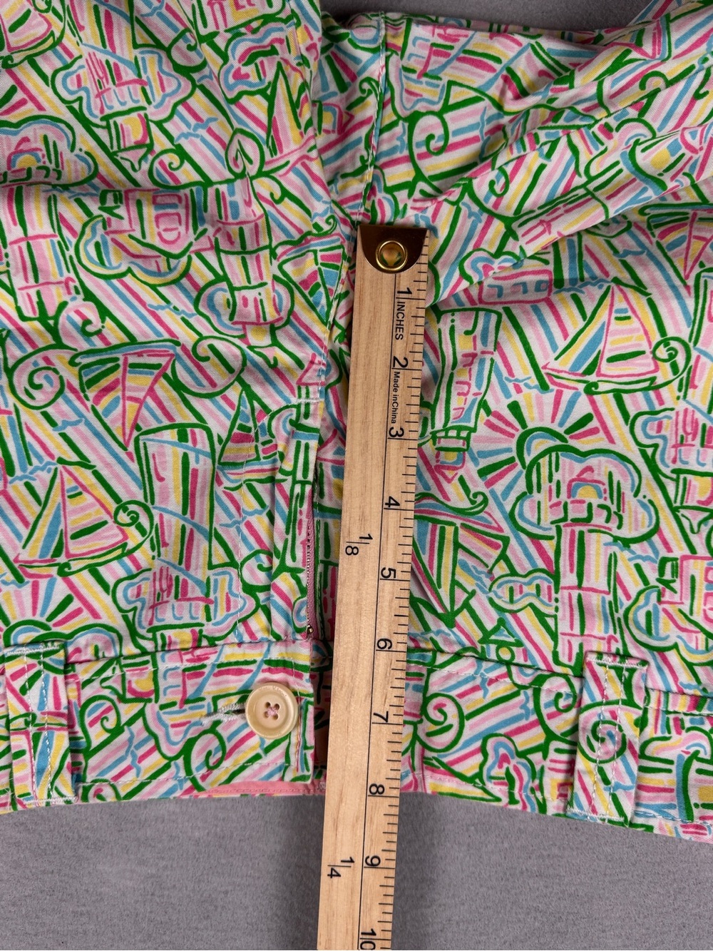Vtg Lilly Pulitzer Guiding Light Bermuda Shorts Pink Green Golf Women Size 6 - Picture 10 of 11